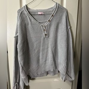 Grey Sweater- Pink Lilly